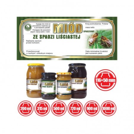 ETYKIETY NA MIÓD ZE SPADZI LIŚCIASTEJ 116x50 – 100 SZT.