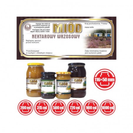 ETYKIETY NA MI&Oacute;D NEKTAROWY WRZOSOWY 116x50 &ndash; 100 SZT.