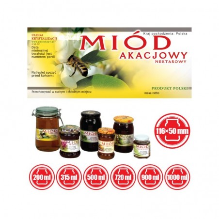 ETYKIETY NA MI&Oacute;D AKACJOWY NEKTAROWY 116x50 &ndash; 100 SZT.