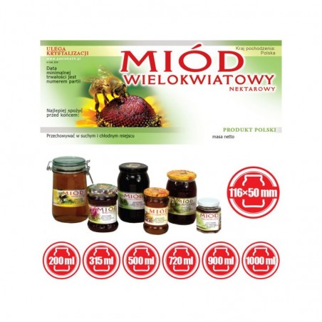 ETYKIETY NA MI&Oacute;D WIELOKWIATOWY NEKTAROWY 116x50 &ndash; 100 SZT.