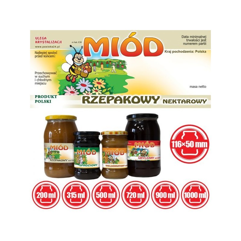 ETYKIETY NA MI&Oacute;D RZEPAKOWY NEKTAROWY 116x50 &ndash;...