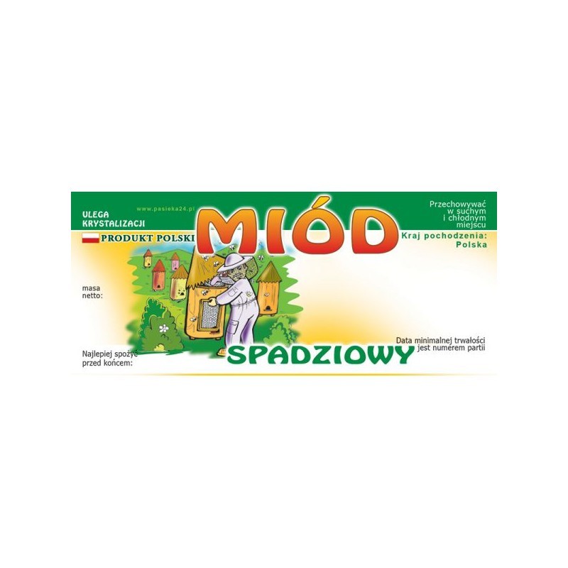 ETYKIETY NA MI&Oacute;D SPADZIOWY 116x50 &ndash; 100 SZT.