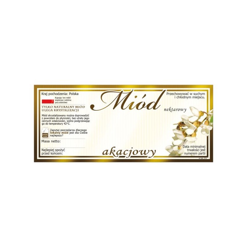 ETYKIETY NA MI&Oacute;D AKACJOWY 116X50 &ndash; 100 SZT.