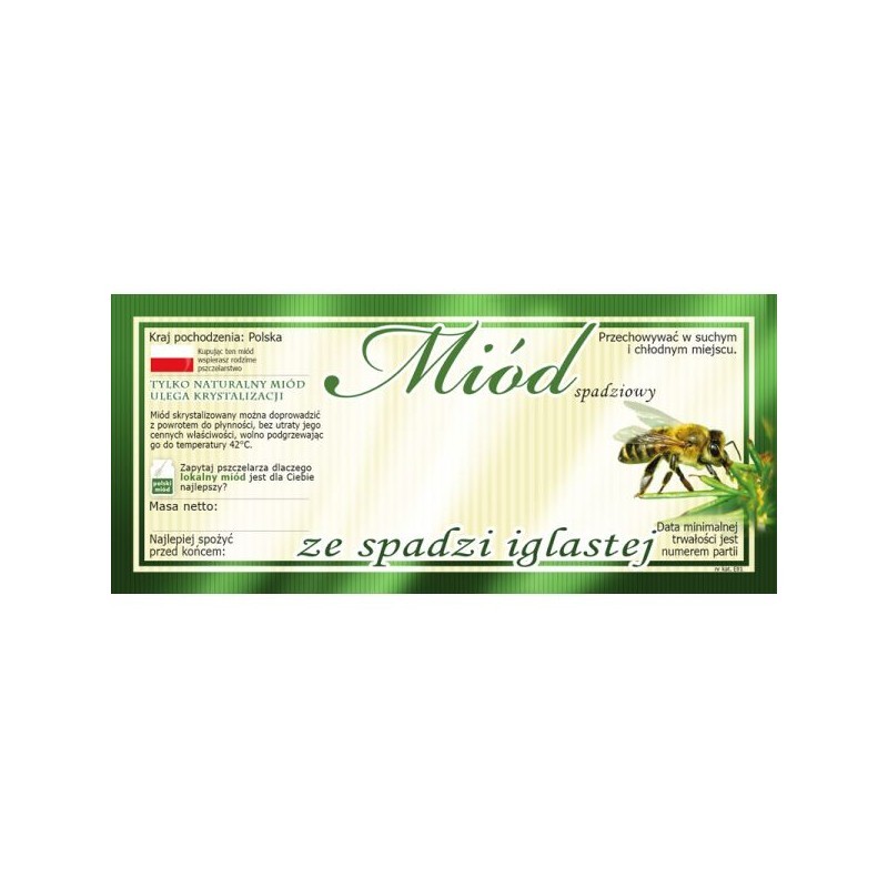 ETYKIETY NA MI&Oacute;D ZE SPADZI IGLASTEJ 116X50 &ndash;...