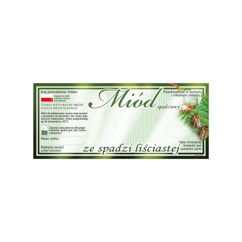 ETYKIETY NA MI&Oacute;D ZE SPADZI LIŚCIASTEJ 116X50 &ndash;...