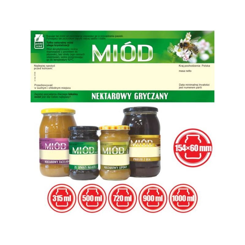 ETYKIETY NA MI&Oacute;D NEKTAROWO-GRYCZANY 154X60...