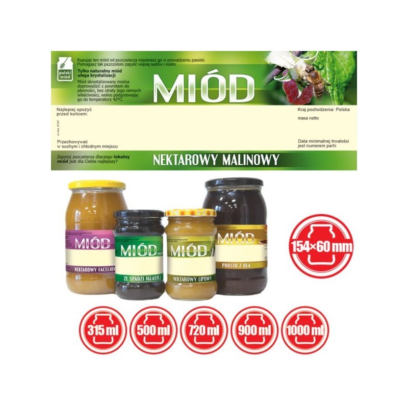 ETYKIETY NA MI&Oacute;D NEKTAROWO-MALIOWY 154X60...
