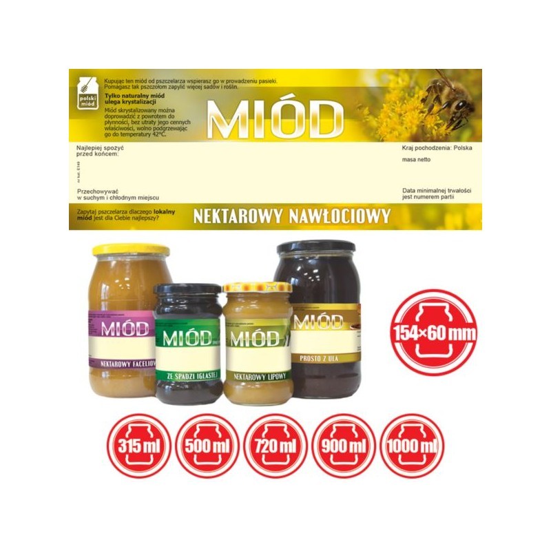 ETYKIETY NA MI&Oacute;D NEKTAROWO-NAWŁOCIOWY 154X60...