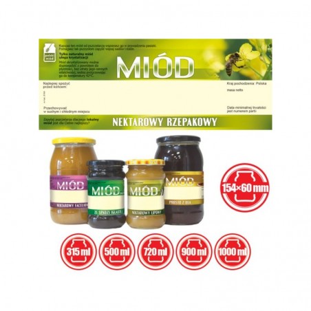 ETYKIETY NA MI&Oacute;D NEKTAROWY RZEPAKOWY 154X60 (DUŻE) &ndash; 100 SZT.