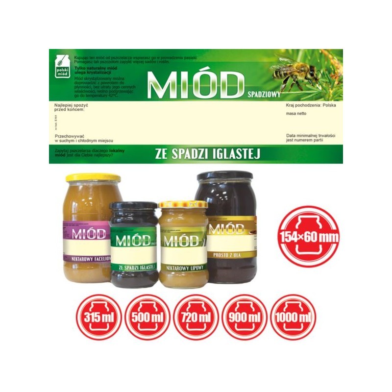 ETYKIETY NA MI&Oacute;D ZE SPADZI IGLASTEJ 154X60...