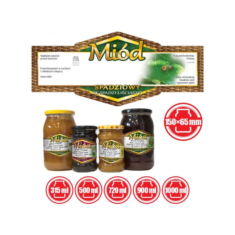 ETYKIETY NA MI&Oacute;D SPADZIOWY ZE SPADZI LIŚCIASTEJ...