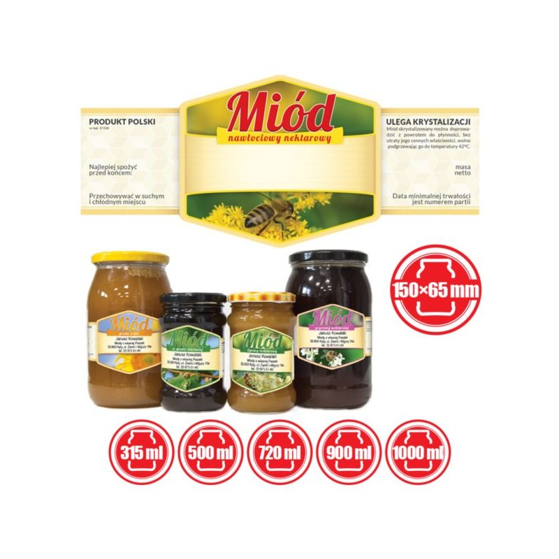 ETYKIETY NA MI&Oacute;D NAWŁOCIOWY 150X65 &ndash; 100 SZT.