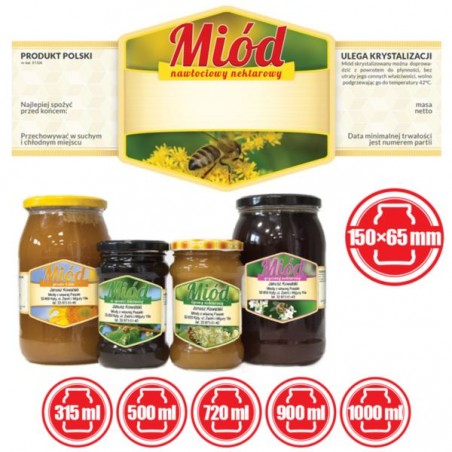 ETYKIETY NA MI&Oacute;D NAWŁOCIOWY 150X65 &ndash; 100 SZT.