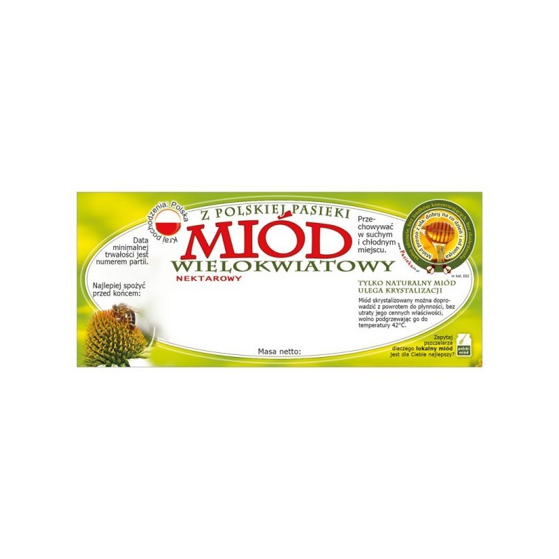 ETYKIETY NA MI&Oacute;D WIELOKWIATOWY 116X50 &ndash; 100 SZT.
