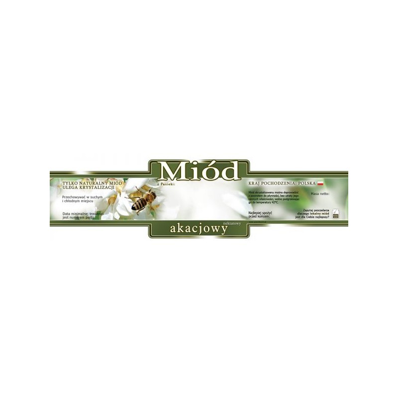 ETYKIETY OZDOBNE NA MI&Oacute;D AKACJOWY 185X55 &ndash; 100...