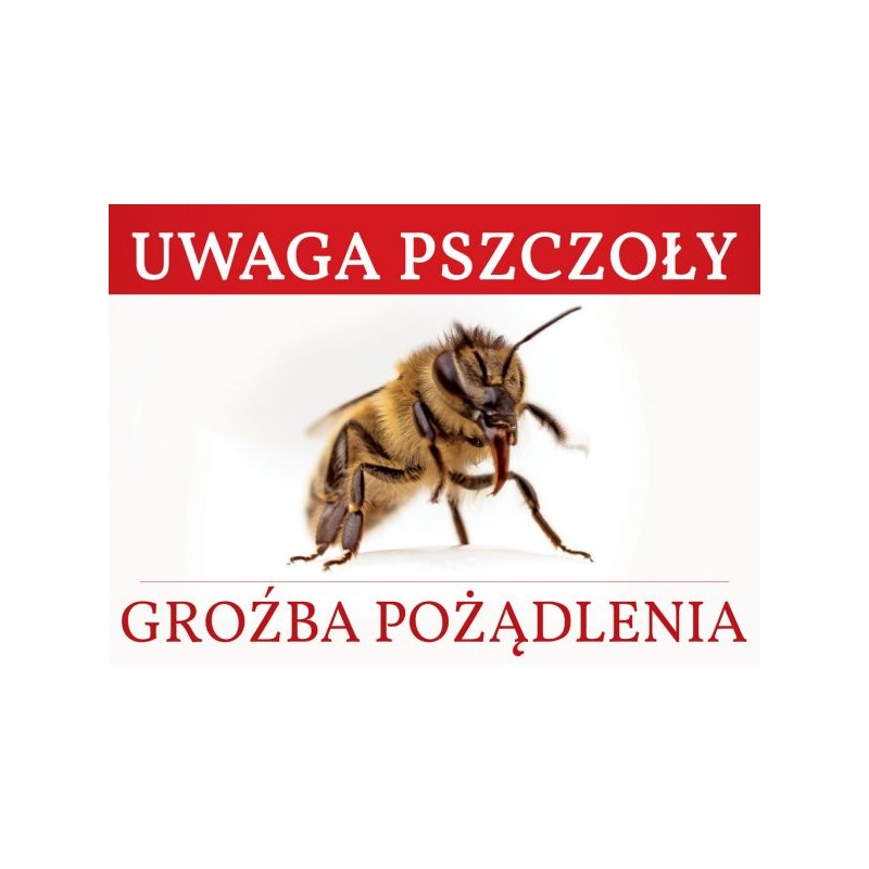 TABLICA OSTRZEGAWCZA - "UWAGA PSZCZOŁY, GROŹBA...