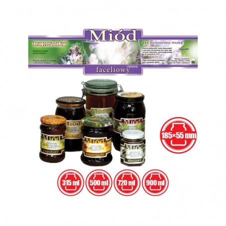 ETYKIETY OZDOBNE NA MI&Oacute;D FACELIOWY 185X55 &ndash; 100 SZT.