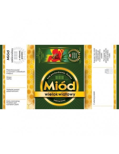 ETYKIETY Z BANDEROLĄ NA MI&Oacute;D WIELOKWIATOWY &ndash; 100 SZT.