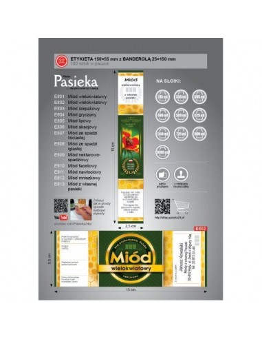 ETYKIETY Z BANDEROLĄ NA MI&Oacute;D WIELOKWIATOWY &ndash;...