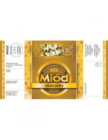 ETYKIETY Z BANDEROLĄ NA MI&Oacute;D AKACJOWY &ndash; 100 SZT.