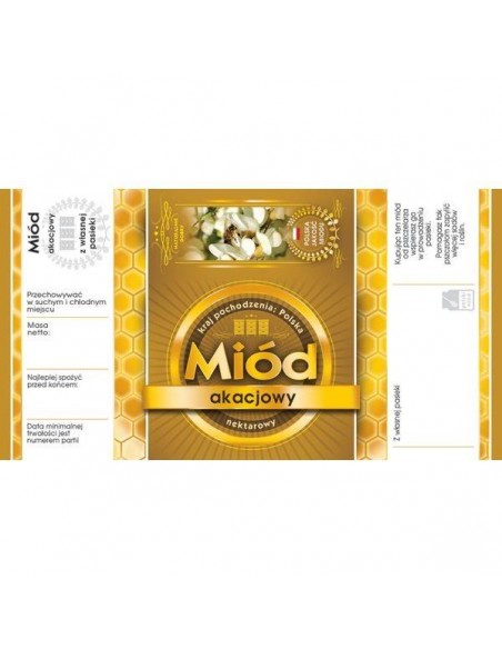 ETYKIETY Z BANDEROLĄ NA MI&Oacute;D AKACJOWY &ndash; 100 SZT.