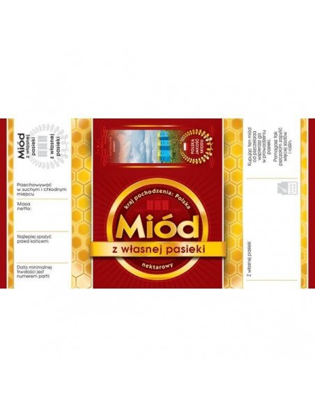 ETYKIETY Z BANDEROLĄ NA MI&Oacute;D UNIWERSALNE &ndash; 100 SZT.