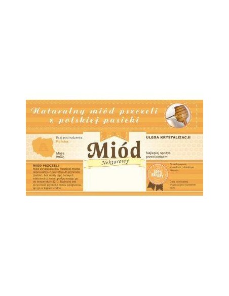 ETYKIETY Z BANDEROLĄ NA MI&Oacute;D UNIWERSALNE &ndash; 100 SZT.