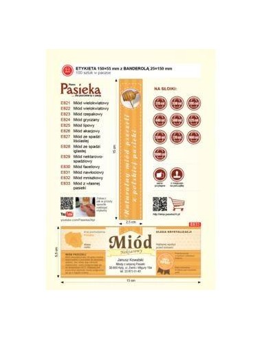 ETYKIETY Z BANDEROLĄ NA MI&Oacute;D UNIWERSALNE &ndash; 100...