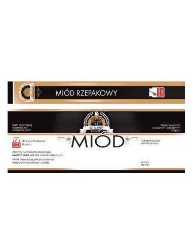 ETYKIETY Z BANDEROLĄ NA MI&Oacute;D RZEPAKOWY &ndash; 100 SZT.