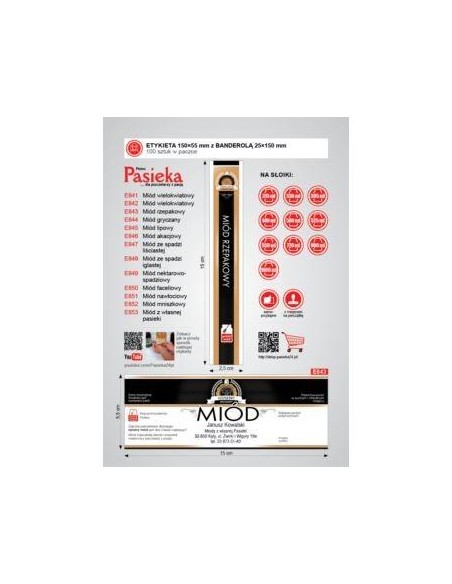 ETYKIETY Z BANDEROLĄ NA MI&Oacute;D RZEPAKOWY &ndash; 100 SZT.