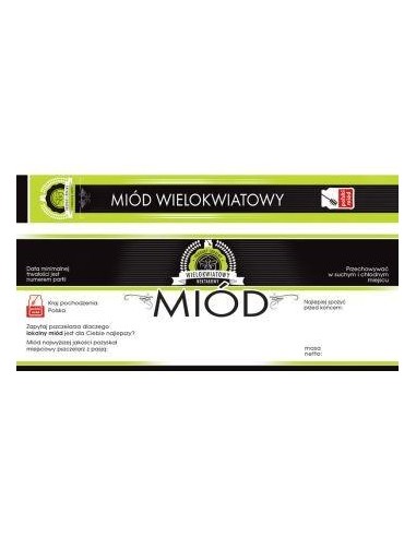 ETYKIETY Z BANDEROLĄ NA MI&Oacute;D WIELOKWIATOWY &ndash;...