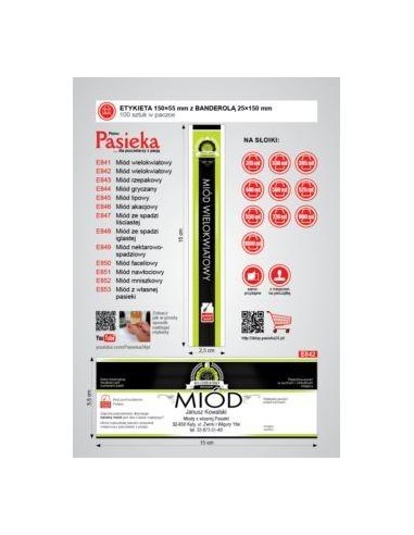 ETYKIETY Z BANDEROLĄ NA MI&Oacute;D WIELOKWIATOWY &ndash;...