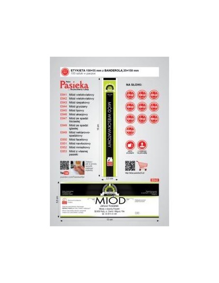 ETYKIETY Z BANDEROLĄ NA MI&Oacute;D WIELOKWIATOWY &ndash; 100 SZT.