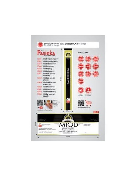 ETYKIETY Z BANDEROLĄ NA MI&Oacute;D LIPOWY &ndash; 100 SZT.