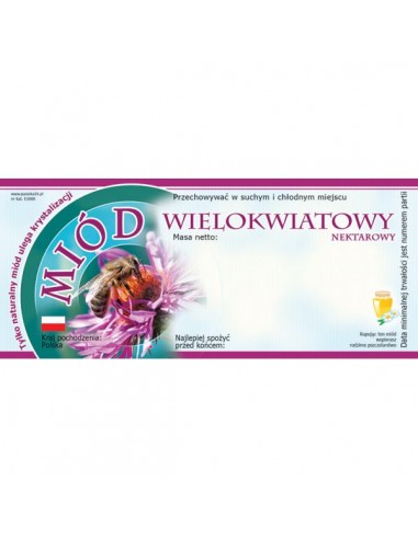 ETYKIETY NA MI&Oacute;D WIELOKWIATOWY 116X50 &ndash; 100 SZT.