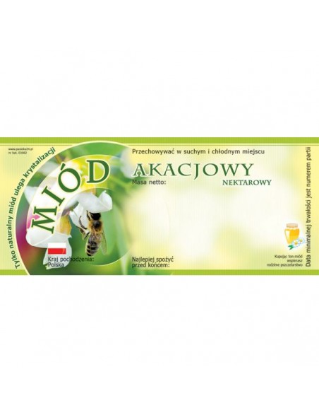 ETYKIETY NA MI&Oacute;D AKACJOWY 116X50 &ndash; 100 SZT.
