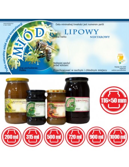 ETYKIETY NA MI&Oacute;D LIPOWY 116X50 &ndash; 100 SZT.