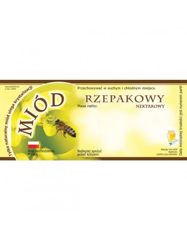ETYKIETY NA MI&Oacute;D RZEPAKOWY 116X50 &ndash; 100 SZT.
