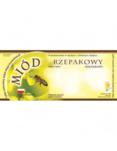ETYKIETY NA MI&Oacute;D RZEPAKOWY 116X50 &ndash; 100 SZT.