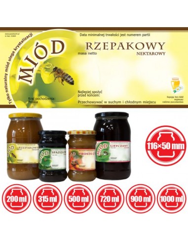 ETYKIETY NA MI&Oacute;D RZEPAKOWY 116X50 &ndash; 100 SZT.