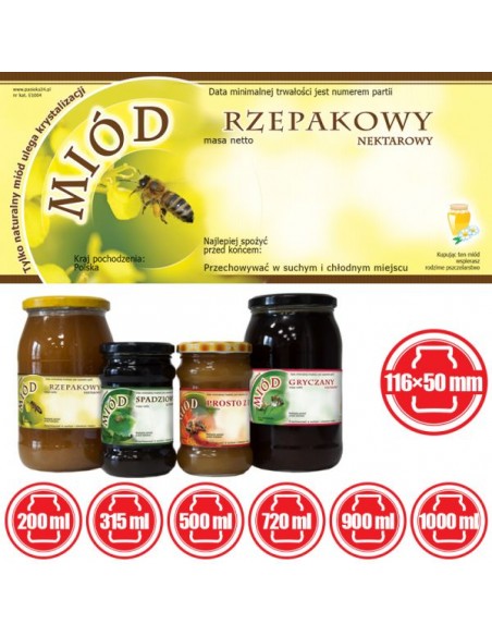 ETYKIETY NA MI&Oacute;D RZEPAKOWY 116X50 &ndash; 100 SZT.