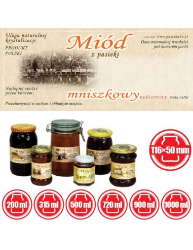 ETYKIETY NA MI&Oacute;D MNISZKOWY 116X50 &ndash; 100 SZT.