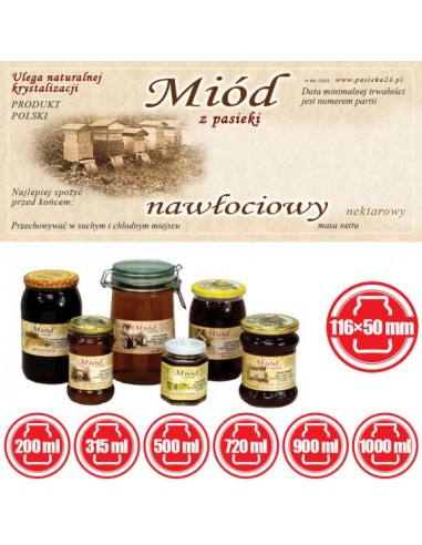 ETYKIETY NA MI&Oacute;D NAWŁOCIOWY 116X50 &ndash; 100 SZT.