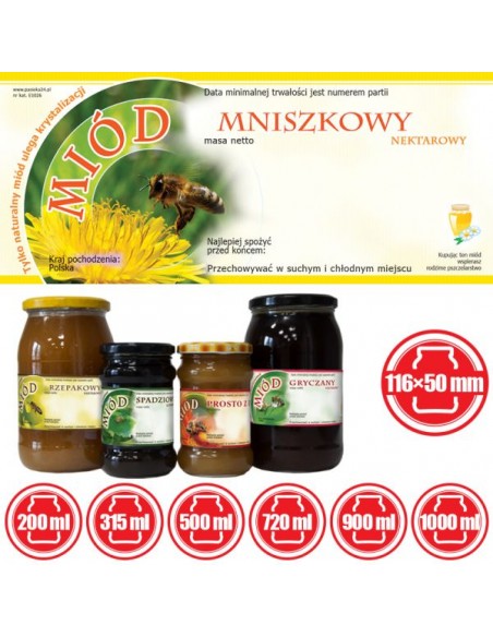 ETYKIETY NA MI&Oacute;D MNISZKOWY 116X50 &ndash; 100 SZT.