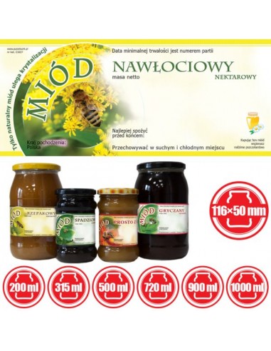 ETYKIETY NA MI&Oacute;D NAWŁOCIOWY 116X50 &ndash; 100 SZT.