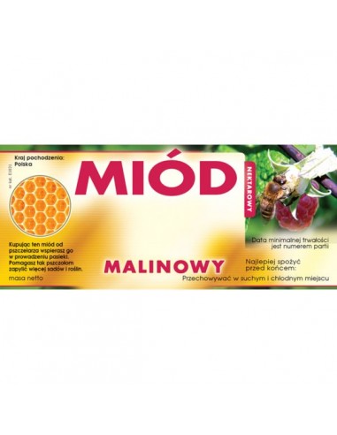 ETYKIETY NA MI&Oacute;D MALINOWY 116X50 &ndash; 100 SZT.