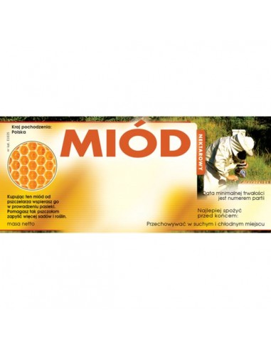 ETYKIETY NA MI&Oacute;D UNIWERSALNA 116X50 &ndash; 100 SZT.