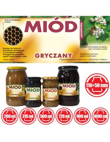 ETYKIETY NA MI&Oacute;D GRYCZANY 116X50 &ndash; 100 SZT.