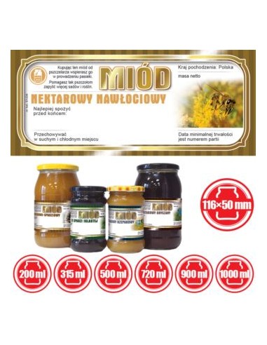 ETYKIETY NA MI&Oacute;D NAWŁOCIOWY 116X50 &ndash; 100 SZT.