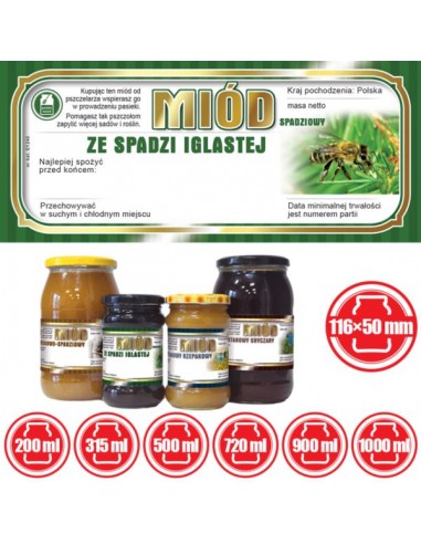 ETYKIETY NA MI&Oacute;D ZE SPADZI IGLASTEJ 116X50 &ndash;...